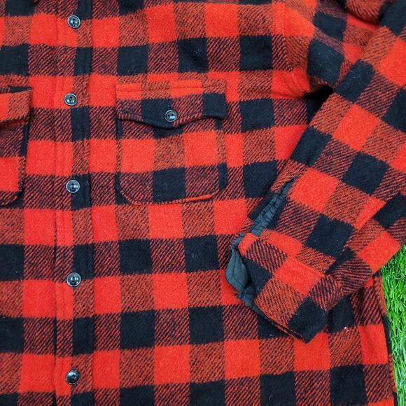 Vintage 80s Buffalo Plaid Button Shirt Large 26x29 Shadow Baggy - Picture 9 of 9